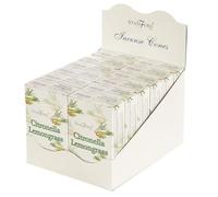 Stamford Lot de 12 boîtes de 15 cônes d'encens Citronnelle et citronnelle pour aromathérapie relaxante