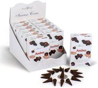 Stamford Lot de 12 cônes d'encens Ambre, 180 cônes au total, parfum de résine chaude, parfum d'intérieur à combustion lente, comprend un porte-clés JRose Trolley Coin