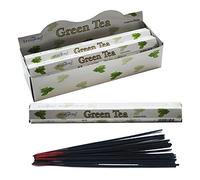 STAMFORD Lot de 3 paquets de bâtonnets d'encens « Hex Floral, exotique & Spa » - Collection en 3/6/12/18/24 paquets (thé vert, 3 paquets)