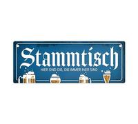 Stammtisch - Hier sind die immer hier sind Plaque en métal XL avec motif de plaque de rue Motif bière