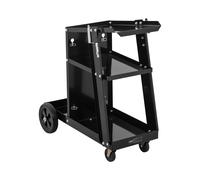 Stamos Welding Group Chariot Pour Poste À Souder Soudure Soudage Roulant Mobile SWG-WC-4 (Capacité de Charge 80 kg, 3 Niveaux, Plateau Supérieur 45,5 x 27,6 cm, Acier, Chaînes Pour Bouteille De Gaz)
