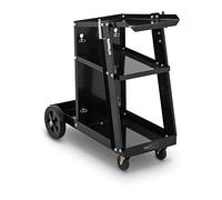 Stamos Welding Group Chariot Pour Poste À Souder Soudure Soudage Roulant Mobile SWG-WC-4 (Capacité de Charge 80 kg, 3 Niveaux, Plateau Supérieur 45,5 x 27,6 cm, Acier, Chaînes Pour Bouteille De Gaz)