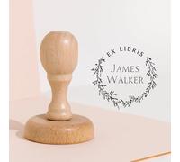 Stamp by Me | Ex Libris | Tampon En Bois Personnalisé pour Livre | Tampon de Bibliothèque en Caoutchouc | Pour Livres, Pages, Lettres | Enseignant | Appartient à | Etiquettes | Rondes |4 Motifs