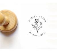 Stamp by Me | Tampon de Mariage Personnalisé | Tampon de Mariage en Caoutchouc | Mariage DIY | Réalisation de Cartes, d'Invitations, d'Enveloppes | 12 Motifs | Poignée en Bois