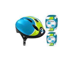 Stamp Combo Bleu Casque + Coudieres Genouilleres Skids Control