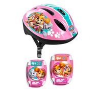 STAMP PG340507 Combo Paw Patrol Fille (Casque + Genouillères & Coudières) Girls, Rose-Bleu-Blanc, 50-56 cm