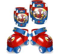 STAMP - Set Patins a roulettes avec genouilleres - Spidey - Enfant - Bleu - Rouge - Garçon
