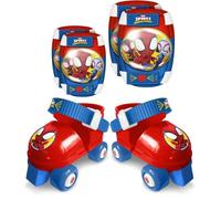 STAMP - Set Patins a roulettes avec genouilleres - Spidey - Enfant - Bleu - Rouge - Garçon