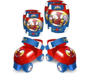 STAMP - Set Patins a roulettes avec genouilleres - Spidey - Enfant - Bleu - Rouge - Garçon