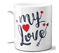 STAMPATEK My Love Mug Saint Valentin cadeau petit ami, amour anniversaire, idéal pour petit ami, amoureux, tasse petit déjeuner, tasse porte-stylos bureau