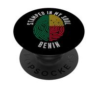 Stamped in My Soul Drapeau Bénin Empreinte Digitale Racines du Bénin PopSockets PopGrip Adhésif
