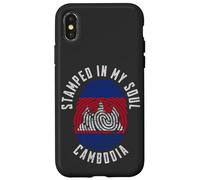 Stamped in My Soul Drapeau Cambodge Empreintes digitales Racines cambodgiennes Coque pour iPhone X/XS