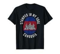 Stamped in My Soul Drapeau Cambodge Empreintes digitales Racines cambodgiennes T-Shirt