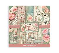 Stamperia Bloc Papier Scrap double Face 10 feuilles 30,5x30,5 (12"x12") - House of Roses, Multicolore, 5cm SBBL66