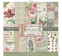 Stamperia Bloc Papier Scrap Double Face 10 Feuilles, 5 (12"x12") -Printemps Botanique, Multicolore, 30,5x30,5cm