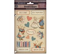 Stamperia - Coloured Wooden Shapes for Scrapbooks, Albums, Cards, Bullet Journals and More, Laser Cut, Printed for Enhanced Detail, Perfect for Hobbies, Crafts and Gifting (Family) (A5)