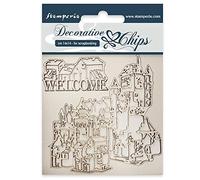 Stamperia Decorative Chips 14x14 cm-Bienvenue, Multi-Colored
