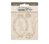 Stamperia - Decorative Chips for Scrapbooking, Albums, Card Making, and Bullet Journalling, Laser Cut Cardboard Shapes, Easy to Glue, Perfect for Crafts and Gifting (Quiet Days, Frame with Flowers)