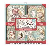 Stamperia International Bloc de scrapbooking double face Alice au pays des merveilles et à travers le verre, variés, 12 x 12 cm
