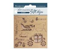 Stamperia International Chips décoratifs - Sweet Winter - Coaches, Bois, 14 x 14 cm