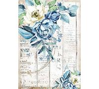 Soie de paille à motifs « Romantic Blue », A4