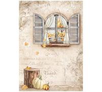 STAMPERIA International Papier de riz Motif fenêtre Harmonie dorée Multicolore A4