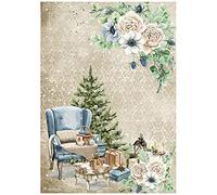 Stamperia International Papier de Riz-Romantique-Chaise d'hiver Confortable, Multicolore, A4