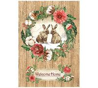 Stamperia International Papier de Riz-Romantique for The Holidays Welcome Home Bunnies, Multicolore, A4