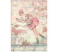 Stamperia International Papier de Riz - Sweet Winter - Patineur sur Glace, Multicolore, A4
