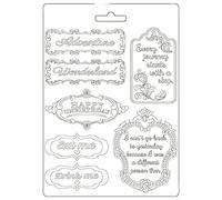 Stamperia International Soft Mould in Wonderland Plates Moule Souple-Assiettes Alice au Pays des Merveilles, Coloris Assortis, A5