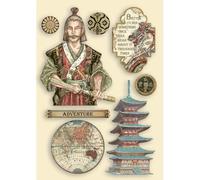 Stamperia International Stamperia-Cadre coloré-Sir Vagabond au Japon-Samouraï, Rouge, Bleu Sarcelle, Marron, A5