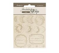 Stamperia - Jetons décoratifs pour scrapbooking, albums, fabrication de cartes, bullet journaux et plus encore, lune, formes de cardboard découpées au laser, faciles à coller, parfaites pour les