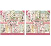 Stamperia Mini bloc Papier Scrap double Face 10 feuilles 20,3 x 20,3 (8" x 8") - Orchidées et chats, Multi-Colored, 20,3 x 20,3 cm, Set Pièces SBBS26 (Lot de 2)