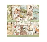 Stamperia Mini bloc Papier Scrap double Face 10 feuilles 20.3X20.3 (8"X8") - Forest, Multi-Colored, 20,3x20,3 cm, Set Pièces SBBS06