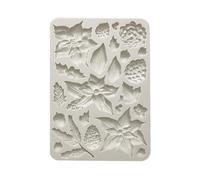 Stamperia - Moule en silicone A5 pour scrapbooking, albums, bullet journals et plus, poinsettia et cônes de pin, non collant, convient pour l'argile à séchage à l'air libre et plus, parfait pour