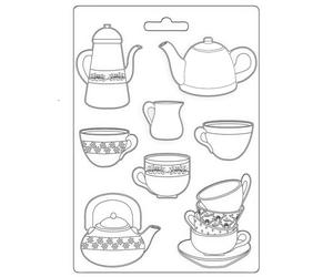 Stamperia Moule Souple-Créer du Bonheur-Bienvenue à la Maison-Tasses, Transparent, A5