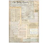 Stamperia Papier de riz A4 - Coupures de journaux vintage et design de texte pour découpage et travaux manuels