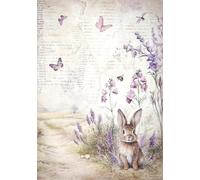 Stamperia Papier de riz A4 - Feuille de découpage vintage lapin et lavande
