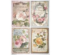 Stamperia Papier de riz A4 - Motifs botaniques et floraux vintage