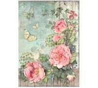 Stamperia Papier de riz A4 pour découpage - Maison de roses - Coin de fleurs