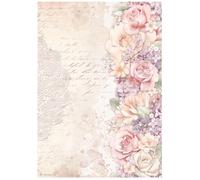 Stamperia Papier de Riz A4 Romance Forever Floral Border, Multicolore