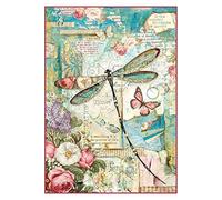 Stamperia Papier de Riz emballé A4-Wonderland Libellule, Multicolore, 21x29,7 cm