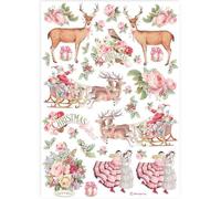 Stamperia Papier de riz pour découpage A4 - Rose Noël DFSA4923