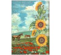Stamperia Papier de riz Sunflower Art Chevaux A4