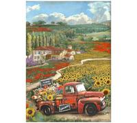 Stamperia Papier de riz Sunflower Art Voiture Vintage A4
