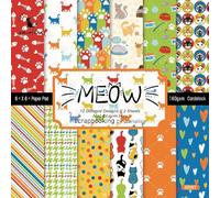Stamperia Papier Scrapbooking, 24 Feuille Scrapbooking de Chats, Papier Scrapbooking 15 x 15 cm, pour Journaux Intimes, Albums, Cartes DIY (Chats)