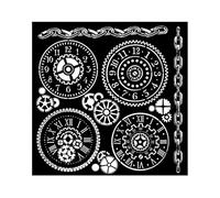 Stamperia Pochoir épais 18 x 18 cm Voyages Fantastiques Engrenages, crème