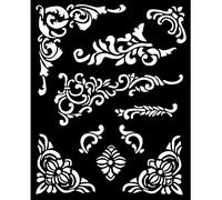 Stamperia, Pochoir épais vintage Library 20 x 25 cm Corners and Embellishment