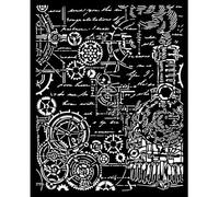 Stamperia Pochoirs épais pour scrapbooking, albums, cartes, bullet journal, etc. Matériau flexible, facile à nettoyer, parfait pour l'artisanat et le cadeau (Sir Vagabond in Fantasy World Gears)