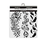 Stamperia Pochoirs épais pour scrapbooking, albums, cartes, bullet journal, etc. Matériau flexible, facile à nettoyer, parfait pour les loisirs, l'artisanat et le cadeau (mascarade, plumes)